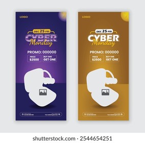 Cyber Monday super sale Dl flyer template and earbuds Rack card design