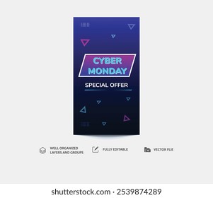 Cyber monday super sale social media stories template design template