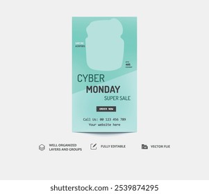 Cyber monday super sale social media stories template design template