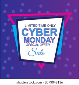 Cyber Monday super sale. Template for promotion, advertising, web, fashion ads. Vector illustration.