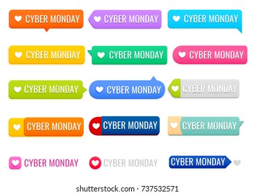 Cyber Monday Tag Icons. Sign Isolated on White Background. Vector Flat Design Illustration