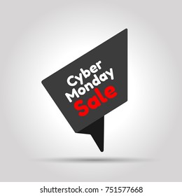 Cyber monday tag. This is the concept of the price list for discounts, of an advertising campaign, advertising marketing sales, a discount, a unique offer. Isolated Object. Vector illustration.