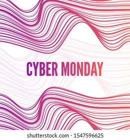 Cyber Monday with tech circuit board texture. Vector inscription cyber monday on wavy background