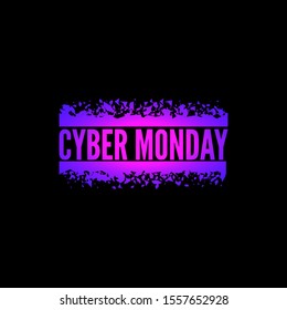 Cyber Monday with tech circuit board texture. Vector inscription cyber monday on black background.