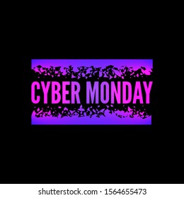 Cyber Monday with tech circuit board texture. Vector inscription cyber monday on black background.