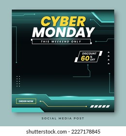 Cyber monday tech social media banner template