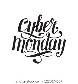 Cyber Monday text for cards or banners, handwritten calligraphy template, lettering typography illustration