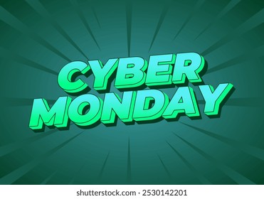 Cyber monday. Text effect design in 3D and bold fonts for digital ads