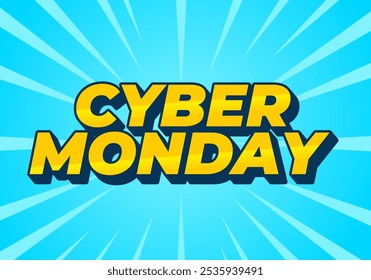 Cyber monday. Text effect design in 3D and bold fonts for digital ads