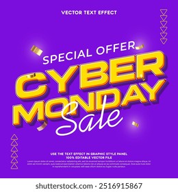 Cyber monday text effect for social media promotions with gold confetti