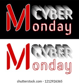 Cyber monday - text reflection on black or white background