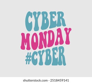 Diseño de tipografía de Cyber Monday para camisetas, tarjetas, ilustraciones de marcos, bolsas, tazas, pegatinas, vasos, fundas para teléfonos, impresión, etc.