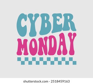 Diseño de tipografía de Cyber Monday para camisetas, tarjetas, ilustraciones de marcos, bolsas, tazas, pegatinas, vasos, fundas para teléfonos, impresión, etc.