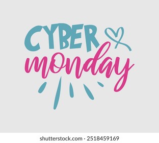 Diseño de tipografía de Cyber Monday para camisetas, tarjetas, ilustraciones de marcos, bolsas, tazas, pegatinas, vasos, fundas para teléfonos, impresión, etc.