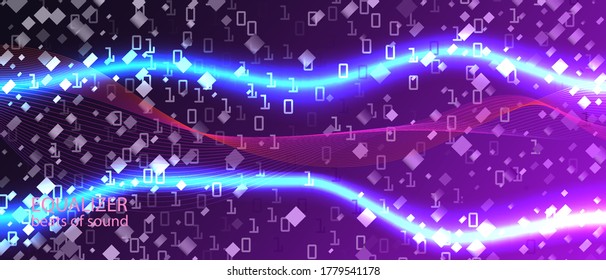 Cyber Monday Vector Background. Punk Equalizer Slide. Matrix Falling Binary Code. Pink Blue Purple Background. Computing Funky Minimal Template. Fractal Liquid Code Cyber Monday Banner
