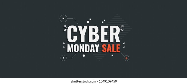 Cyber monday. Vector background for Cyber Monday Sale. Sale banner with geometric shapes and text.