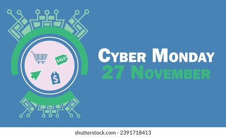 Cyber Montag Vektorbanner-Design. Happy Cyber Montag moderne minimale grafische Poster-Illustration.