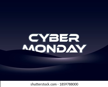 Cyber Monday vector banner template with modern futuristic design. Digital shopping, sale promotion. Eps10 illustration.