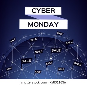 Cyber Monday. Vector card.