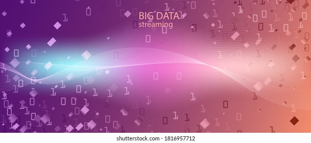 Cyber Monday Vector Equalizer. Pink Purple Blue Background. Matrix Flying Binary Code. Digital Futuristic Slide. Tech Neon Abstract Music Layout. Fractal Fluid Data Cyber Monday Banner