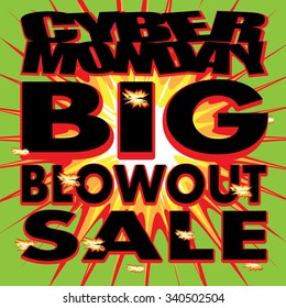 Cyber Monday Vector Explosion illustrated stickers, label or sale icon. Discount Price tags, sign or special offer symbol