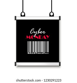 Cyber Monday. Vector illustration with barcode
