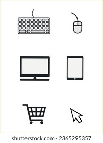 Ilustración vectorial del ciberlunes. Conjunto de iconos de Cymday