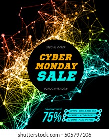 Cyber monday vector illustration. Sale banner. Special offer advertisement proposal. Discount 75% off