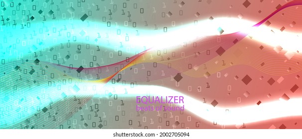 Cyber Monday Vector Landing Page. Purple Blue Pink Background. Digital Equalizer Slide. Geometric Grunge Trendy Layout. Fractal Liquid Code Matrix Falling Binary Code. Cyber Monday Banner