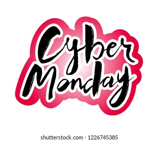 Cyber Monday vector lettering illustration for tag, icon, badge. Template for ads, windows decoration, packaging. EPS 10