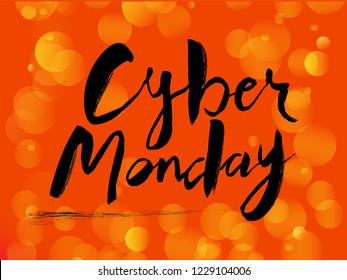 Cyber Monday vector lettering illustration for tag, icon, badge. Template for ads, windows decoration, packaging. EPS 10