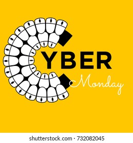 Cyber monday vector minimal discount concept with computer mouse shaping letter c