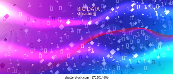 Cyber Monday Vector Presentation. Fractal Fluid Data Punk Equalizer Slide. Matrix Falling Binary Code. Computing Grunge Trendy Design. Blue Pink Purple Background. Cyber Monday Banner