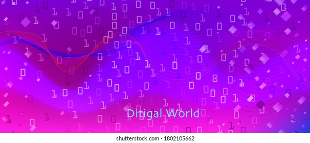 Papel tapiz del vector del ciberlunes. Diapositiva de ecualizador digital. Fondo rosa morado azul. Código binario de caída de matriz. Disposición Mínima De La Tecnología. Cartel de Lunes en Ciber de Código Líquido Fractal