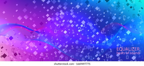 Cyber Monday Vector Wallpaper. Cyber Futuristic Slide. Blue Pink Purple Background. Computing Funky Trendy Design. Fractal Liquid Data Matrix Falling Binary Code. Cyber Monday Banner