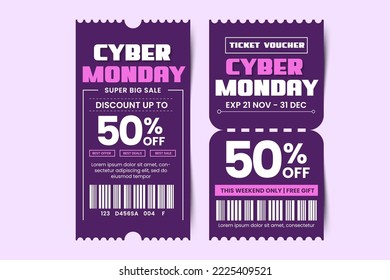 Cyber Monday voucher or coupon design template easy to customize simple and elegant design