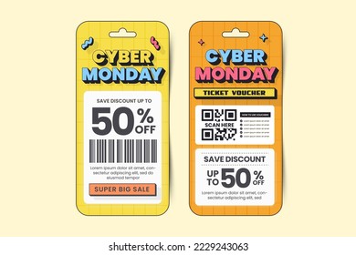 Cyber Monday voucher or coupon design template easy to customize simple and elegant design