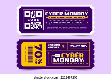 Cyber Monday voucher or ticket design template easy to customize simple and elegant design