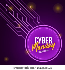 Cyber monday web banner illustration vector. Cyber monday sale illustration