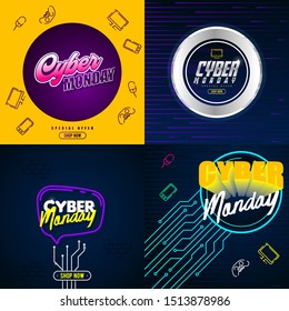 Cyber monday web banner illustration vector. Cyber monday sale illustration