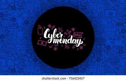 Cyber Monday Website Banner. Vector Illustration for Sale Promotion.