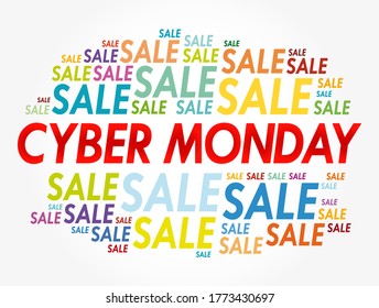 Cyber Monday word cloud collage, business concept background