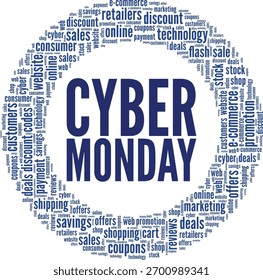 Cyber Monday word cloud conceptual design isolated on white background.