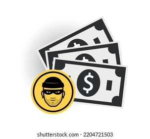 Cyber ​​attack. Money Theft. Unsafe Accounts, Account Theft. Social Media Breach Attack, Email Or Data Fraud Vector. Hacker Icon.
