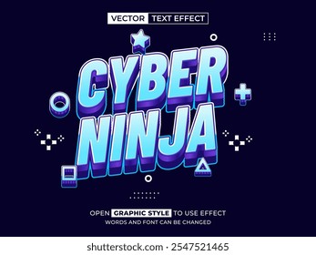 cyber ninja texto editável, efeito de fonte, texto 3d para título