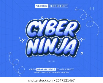 cyber ninja texto editável, efeito de fonte, texto 3d para título