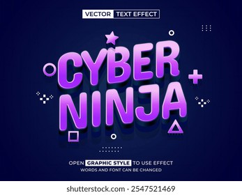 cyber ninja texto editável, efeito de fonte, texto 3d para título