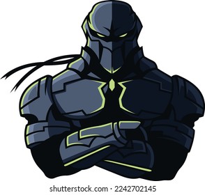 Cyber Ninja Warrior with Futuristic Armor Suit