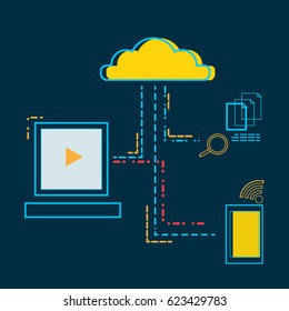 cyber online network with the digital vectors
