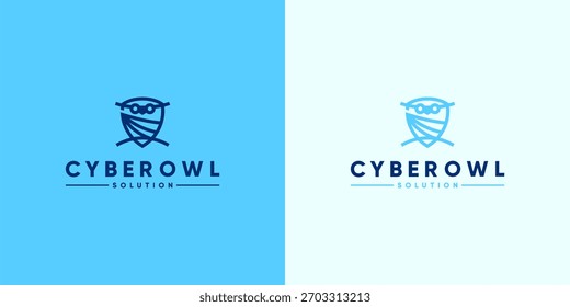Cyber-Eule-Lösung Logo Minimalist Owl Shield für Cyber-Sicherheit